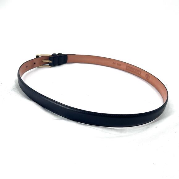 Lands' End Black Leather Belt With Brass Buckle Mens Size 34 - Picture 5 of 7